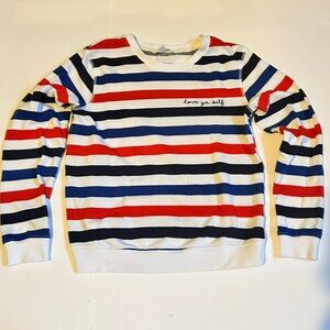 POPSUGAR Stripped Red, Blue, White Crew Neck Pullover, Size Small